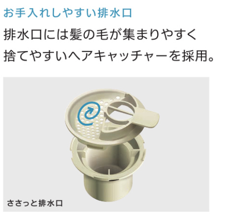 浴槽手入れのしやすい排水口
